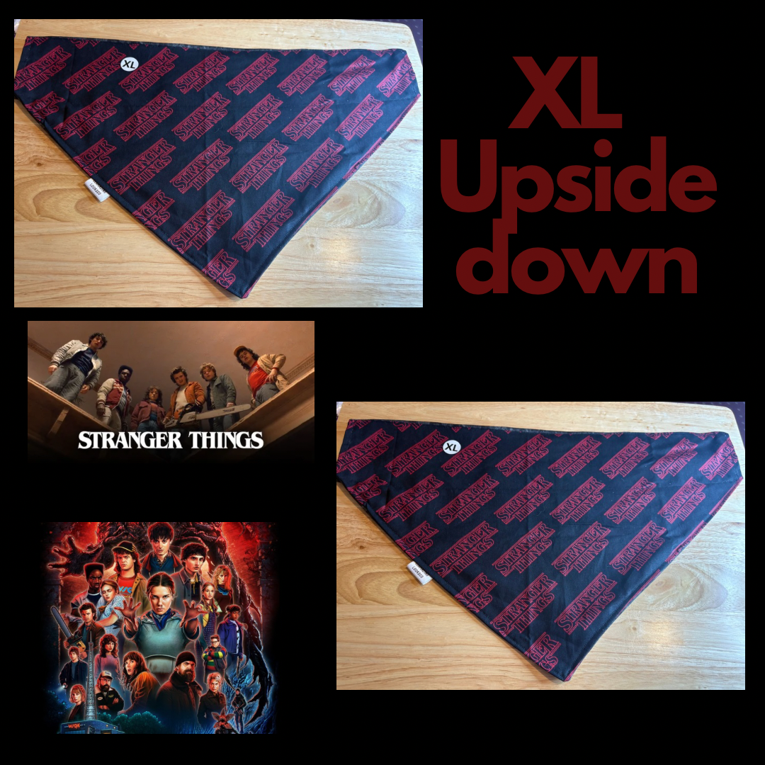 Stranger Things Upside Down over the collar reversible pet bandanas