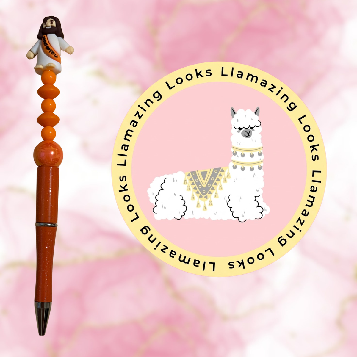 Mini Jesus Figurine Beaded Pens