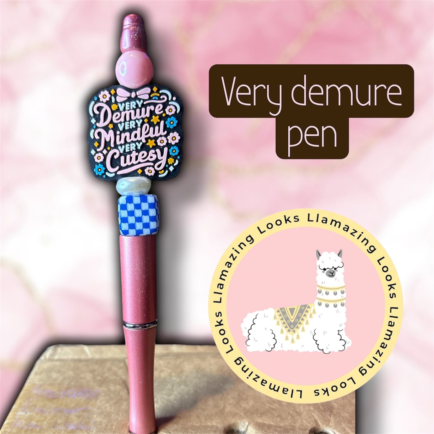 Very Demure Very Mindful Very Cutesy Beaded Pen & Pencil