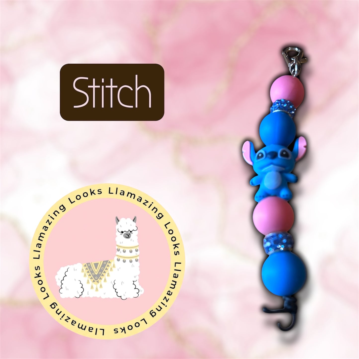 Stitch Swivel Hook Beaded Keychains