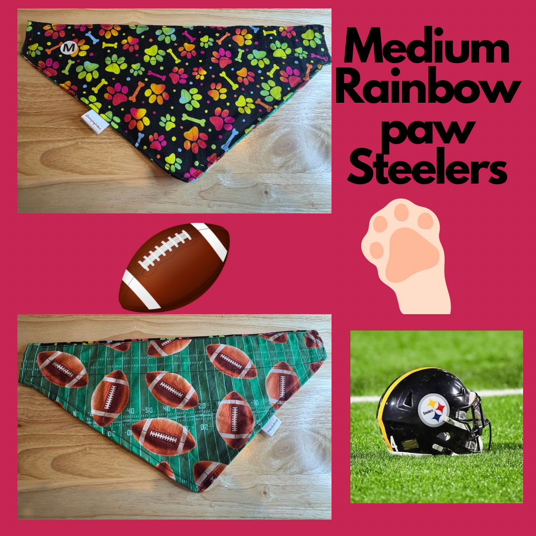 Football/Steelers over the collar reversible pet bandanas