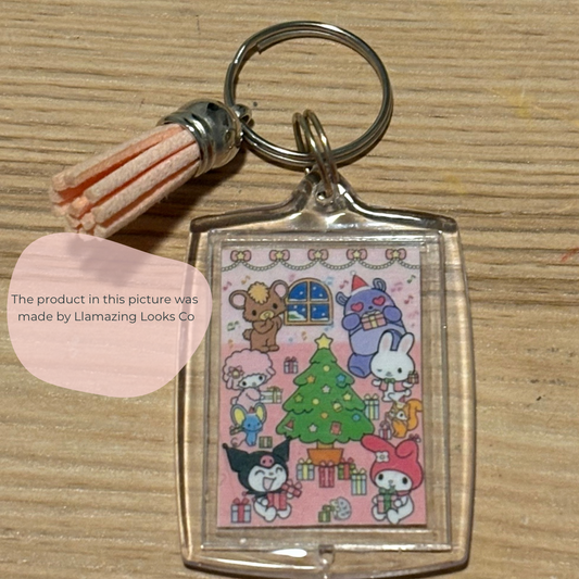 Sanrio Christmas Photo Keychain