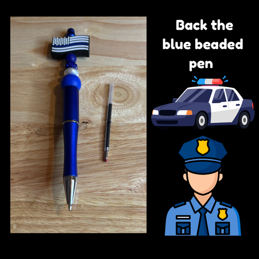 Back the blue beaded pen