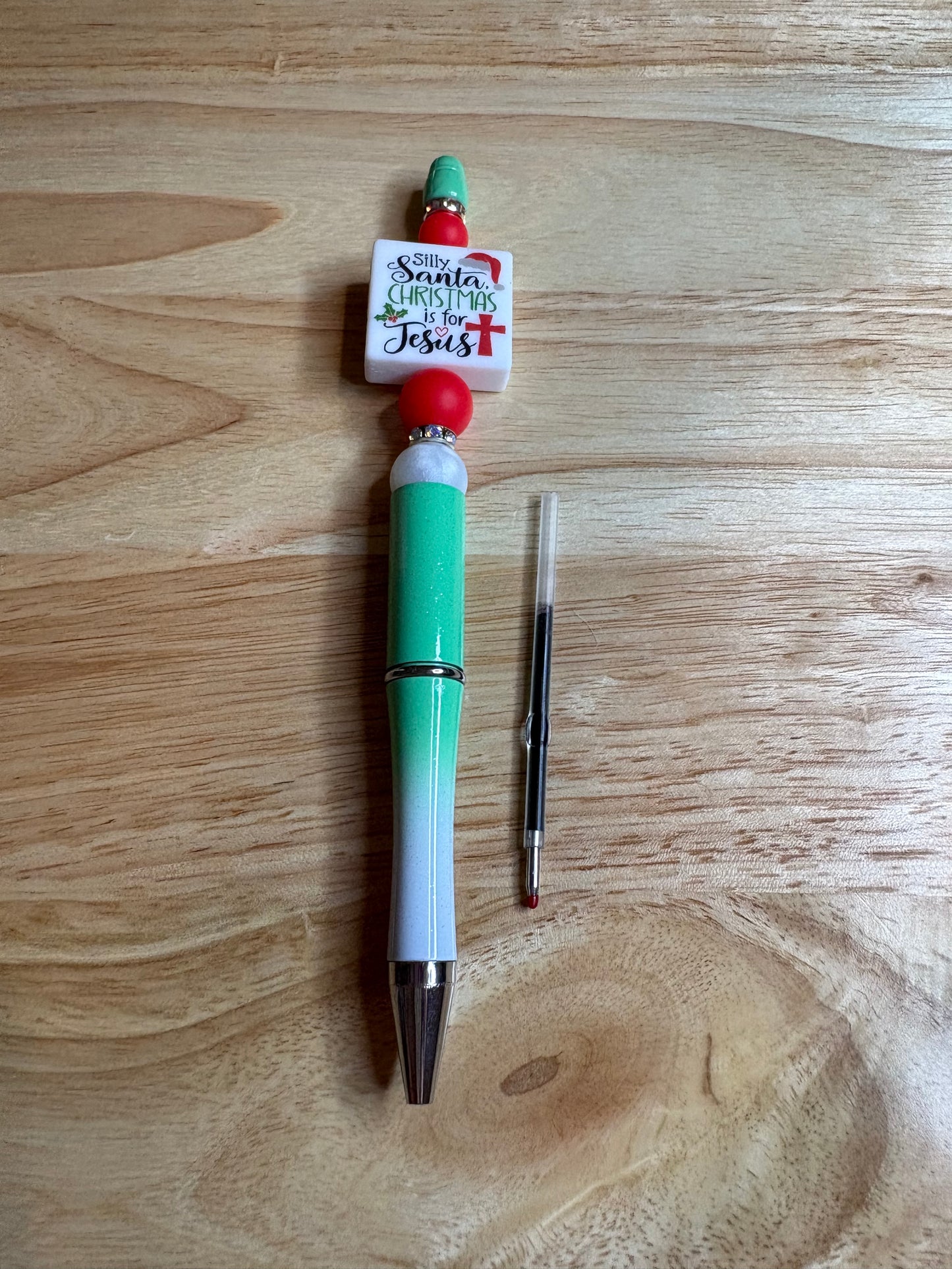 Silly Santa Christmas is for Jesus beaded pens