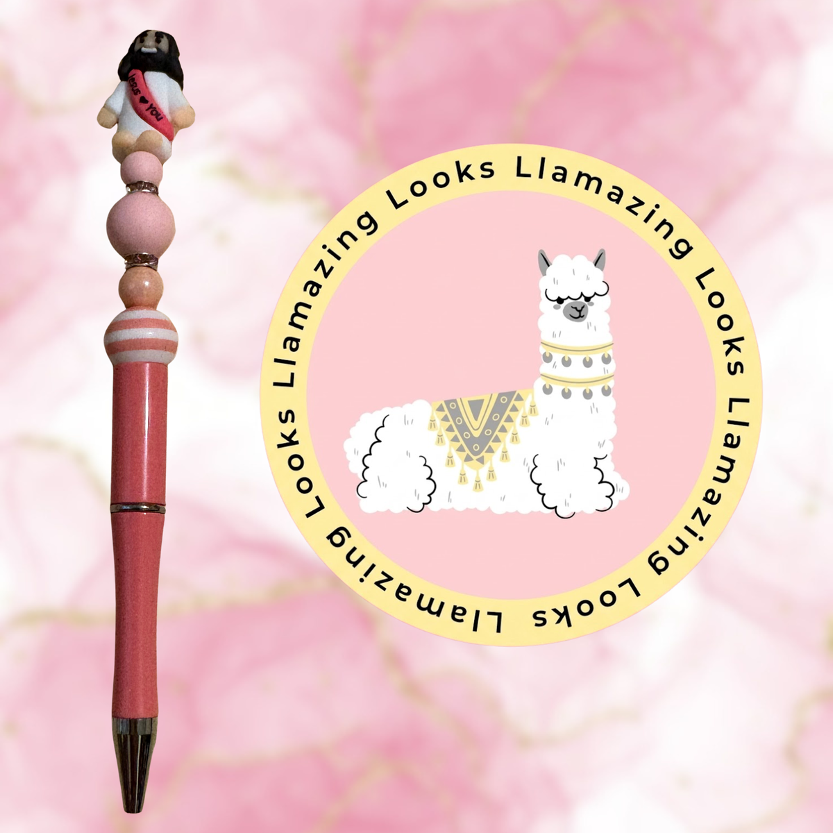 Mini Jesus Figurine Beaded Pens