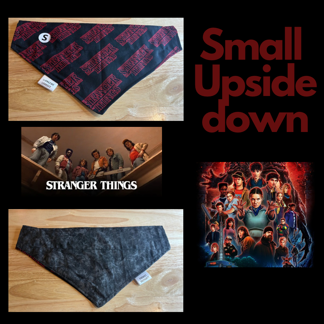 Stranger Things Upside Down over the collar reversible pet bandanas