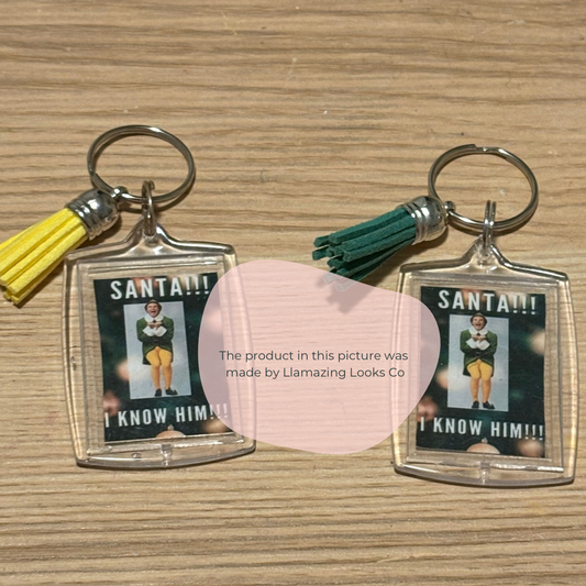 Elf- Santa I know him Photo Keychain