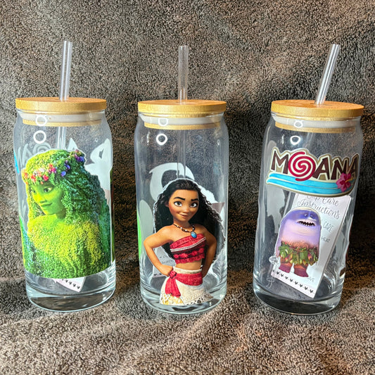 Moana Glass Cups and Custom Moana Made To Order Cups