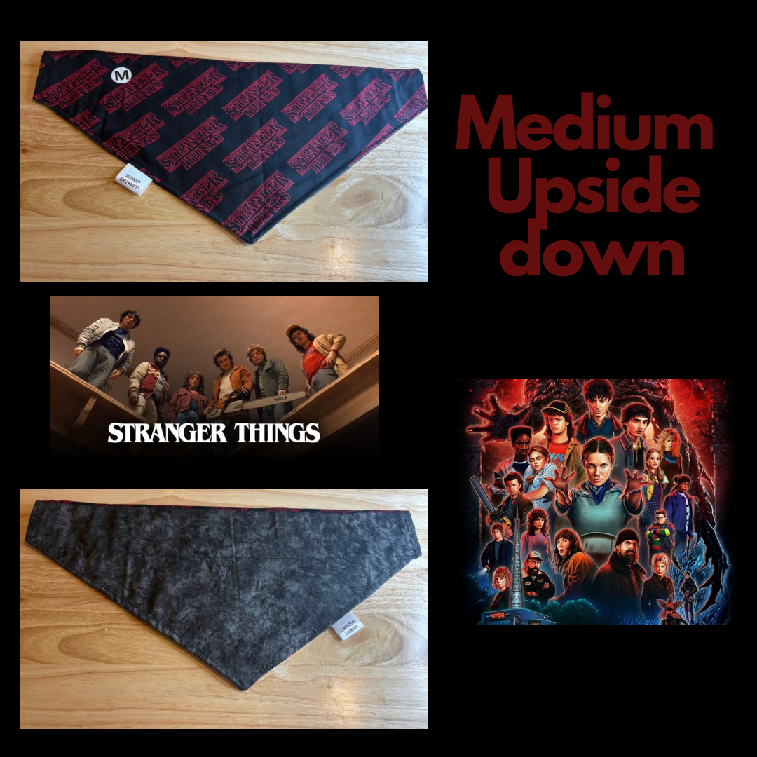 Stranger Things Upside Down over the collar reversible pet bandanas