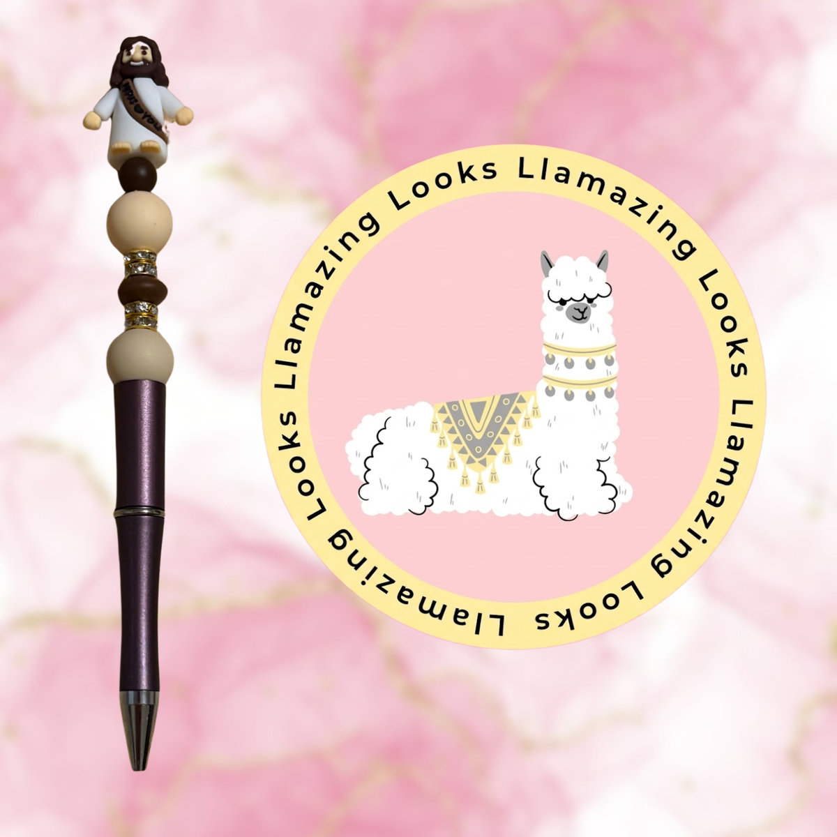 Mini Jesus Figurine Beaded Pens