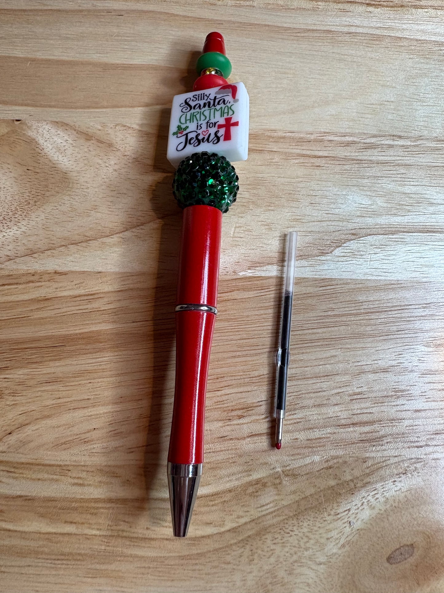 Silly Santa Christmas is for Jesus beaded pens