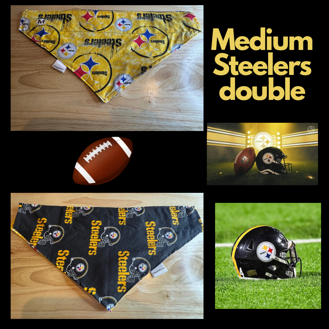 Football/Steelers over the collar reversible pet bandanas