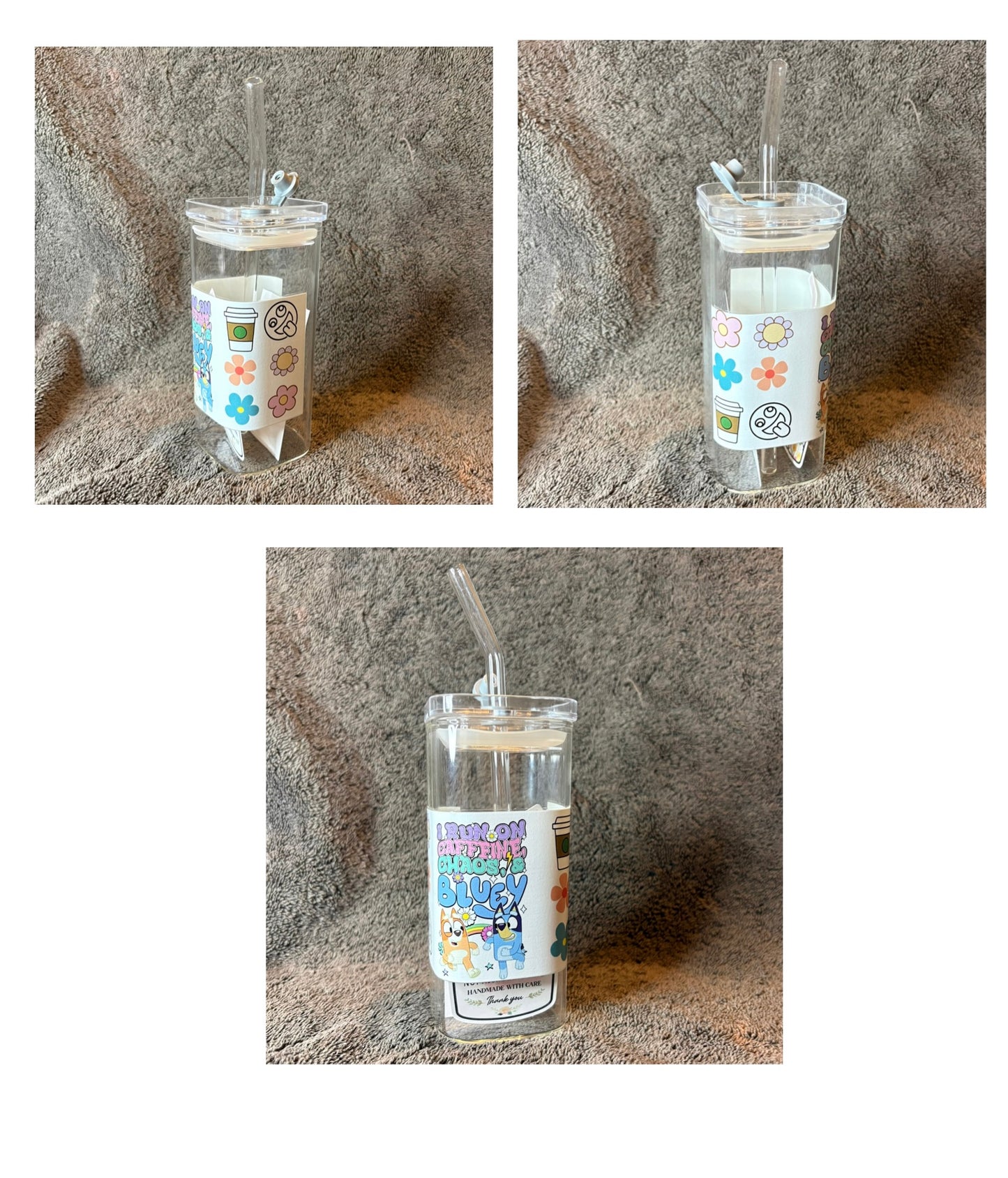 Bluey Glass Cups and Custom Bluey Made To Order Cups