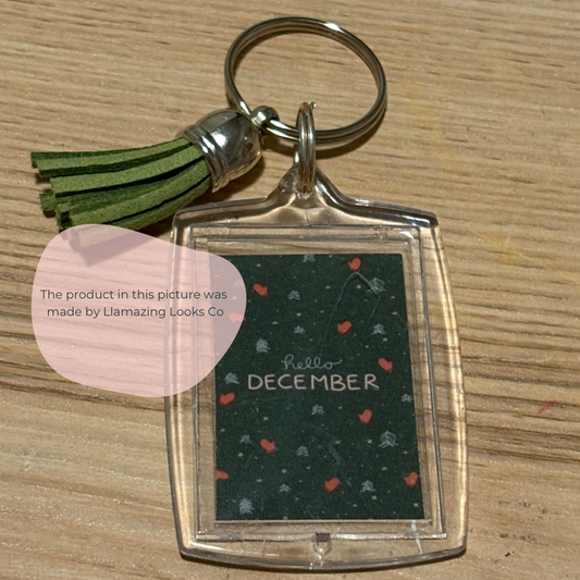 Hello December Photo Keychain