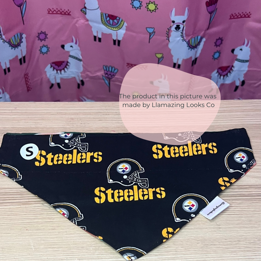 Small Pittsburgh Steelers over the collar pet bandana