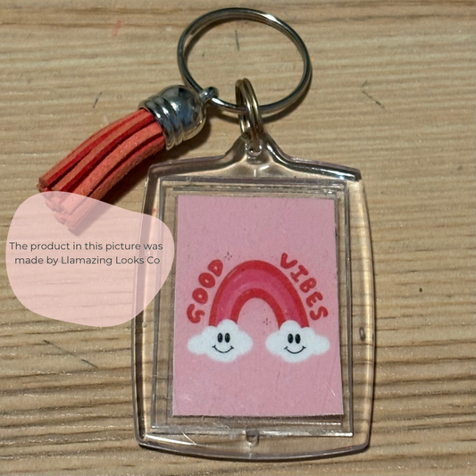 Good vibes Photo Keychain