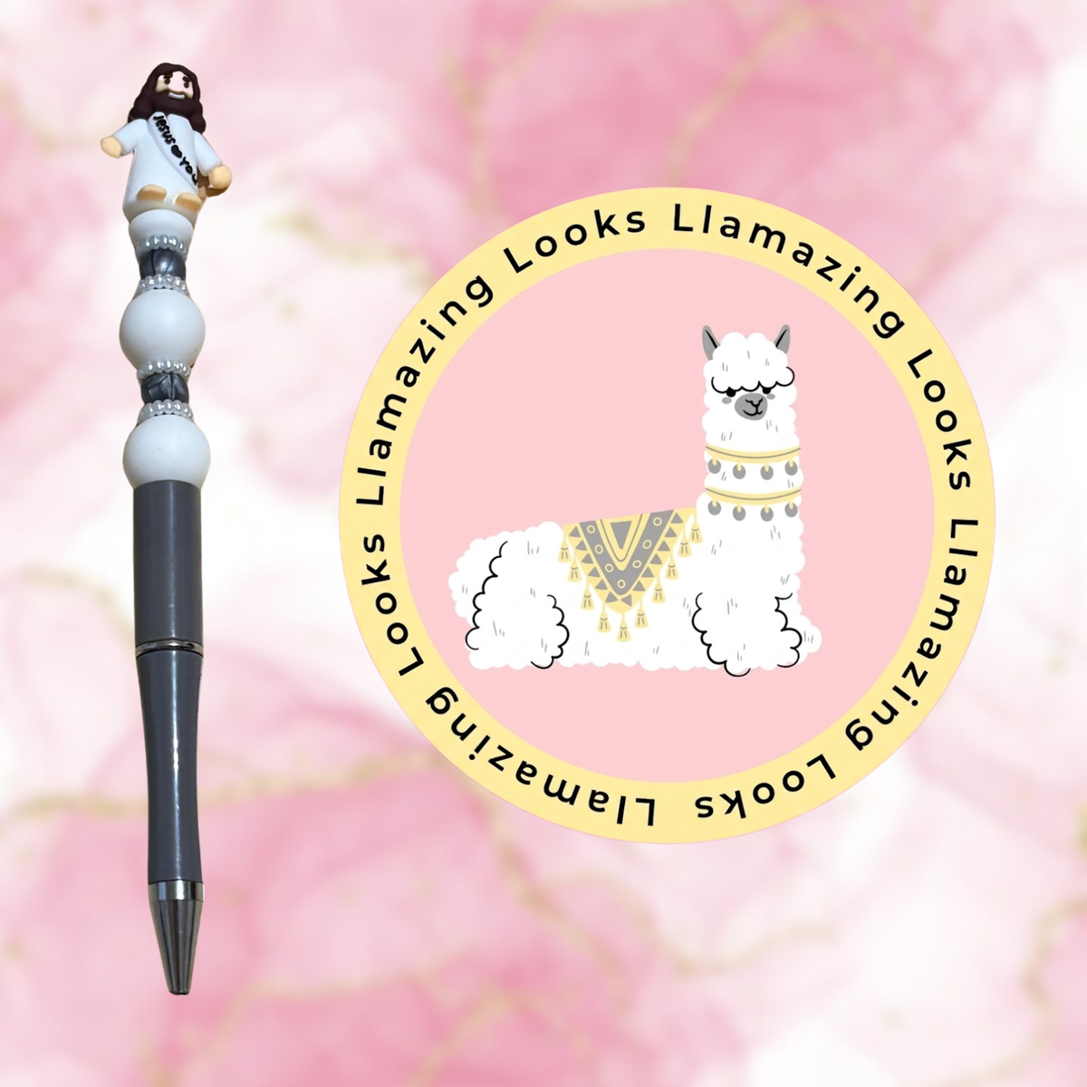 Mini Jesus Figurine Beaded Pens