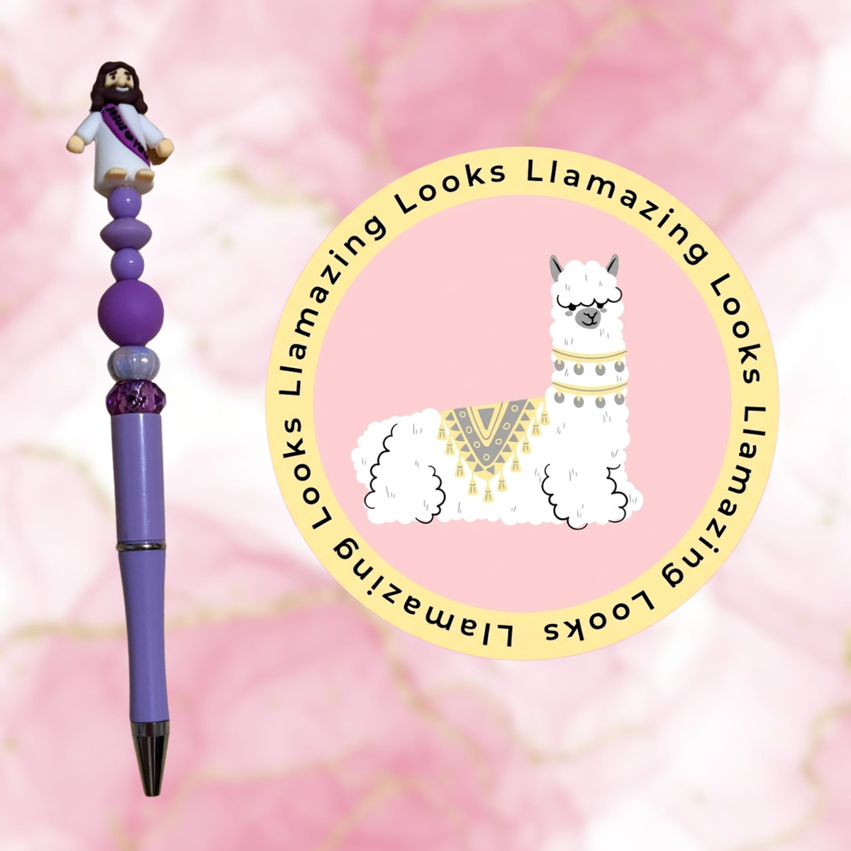 Mini Jesus Figurine Beaded Pens