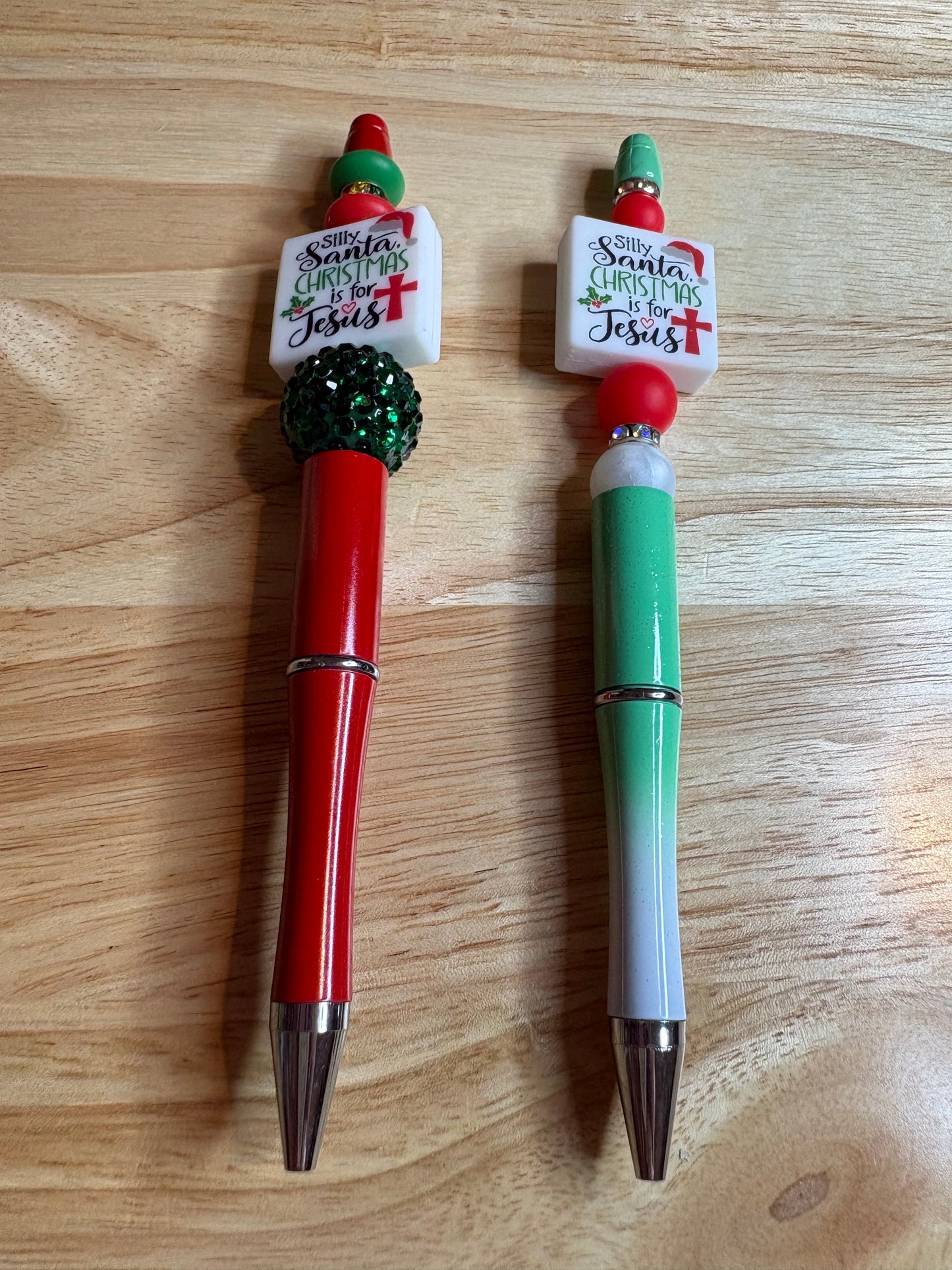 Silly Santa Christmas is for Jesus beaded pens