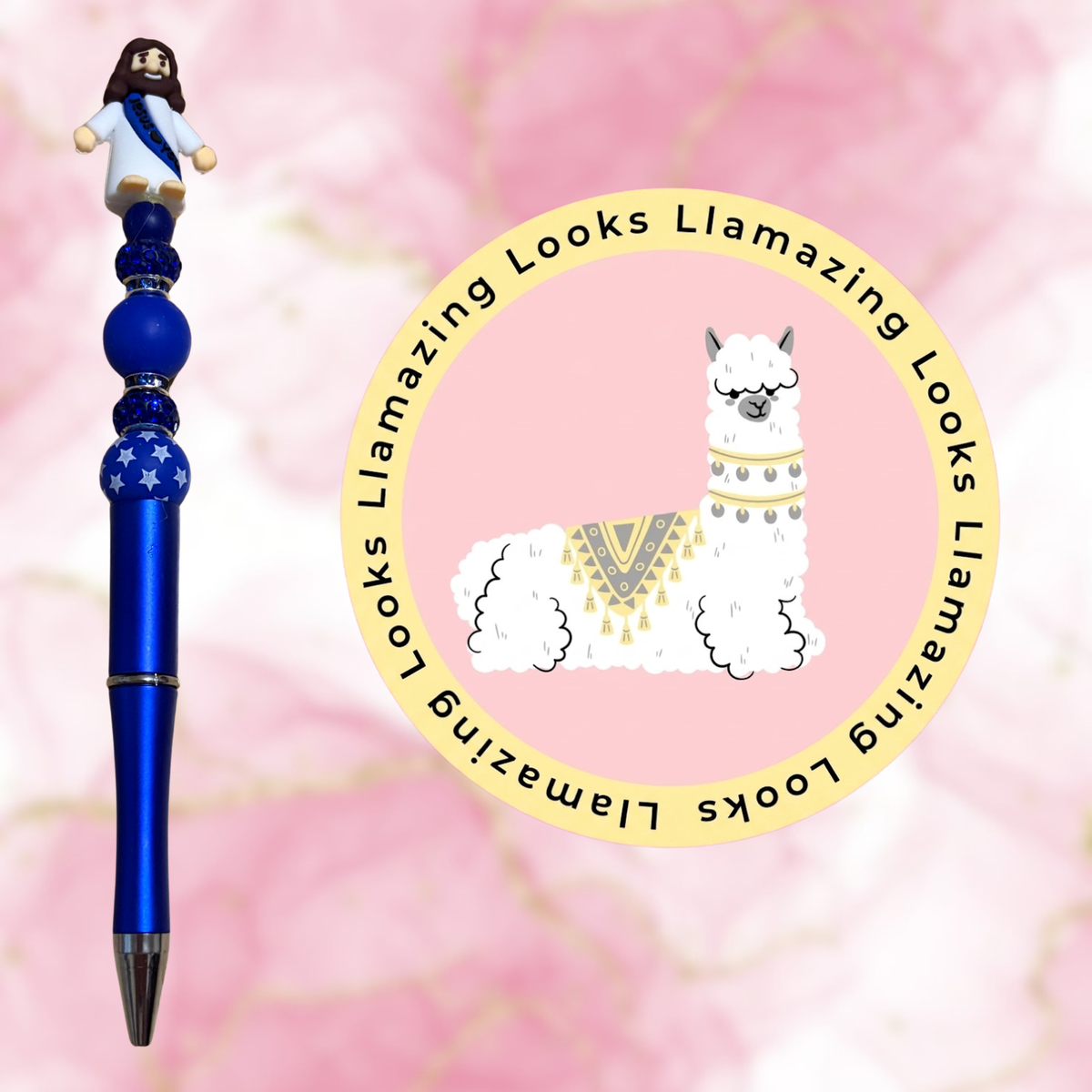Mini Jesus Figurine Beaded Pens