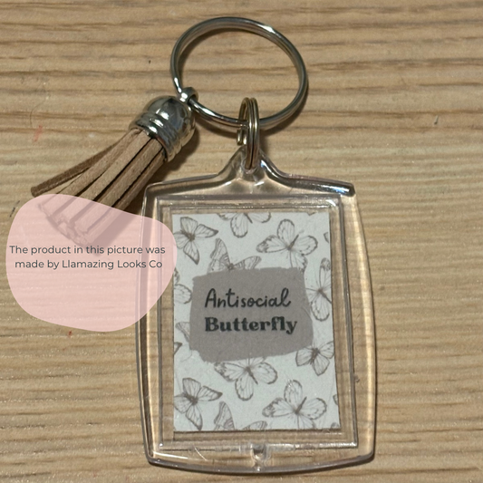 Antisocial butterfly Photo Keychain