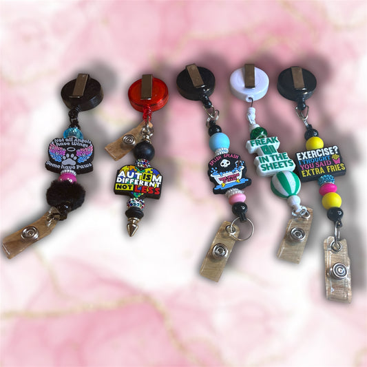 Random Mix of Beaded Badge Reels
