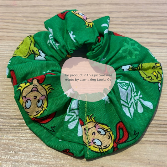 Green Grinchmas Hair Scrunchie