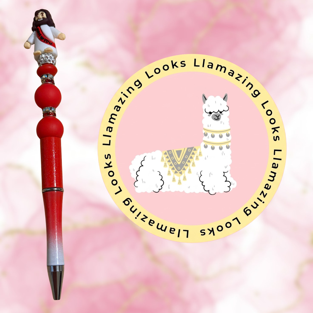 Mini Jesus Figurine Beaded Pens