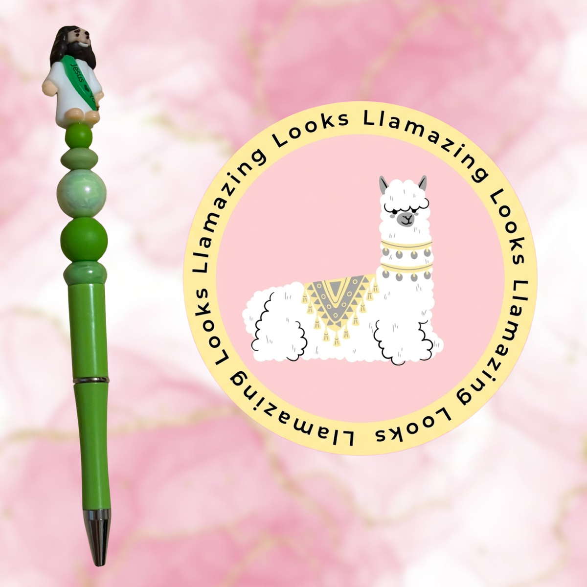 Mini Jesus Figurine Beaded Pens