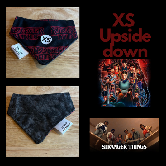 Stranger Things Upside Down over the collar reversible pet bandanas