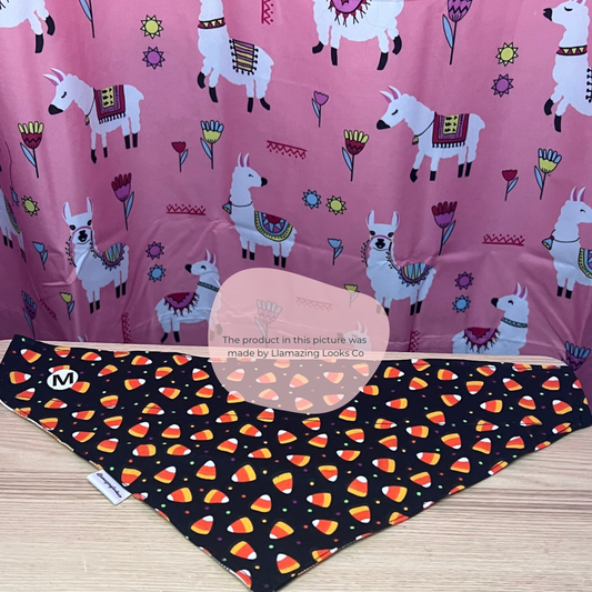 Medium Candy Corn Craze over the collar pet bandana