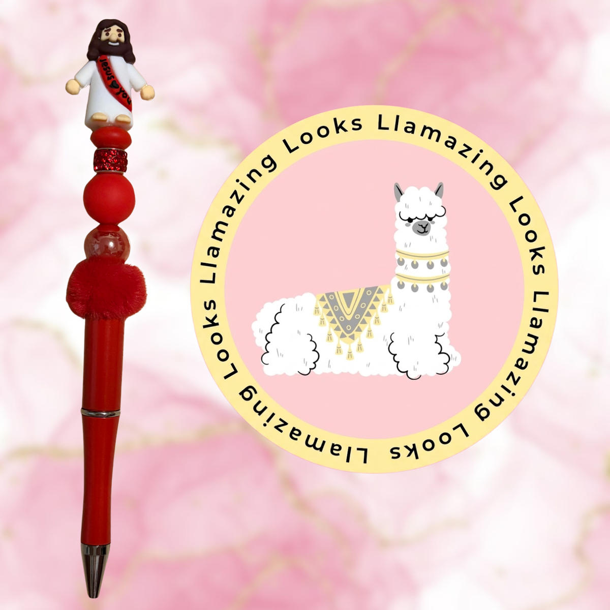 Mini Jesus Figurine Beaded Pens