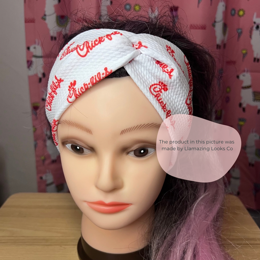 Teen/Adult Chick Fil A Pattern #3 Twist Knot Headband (one size fits most)