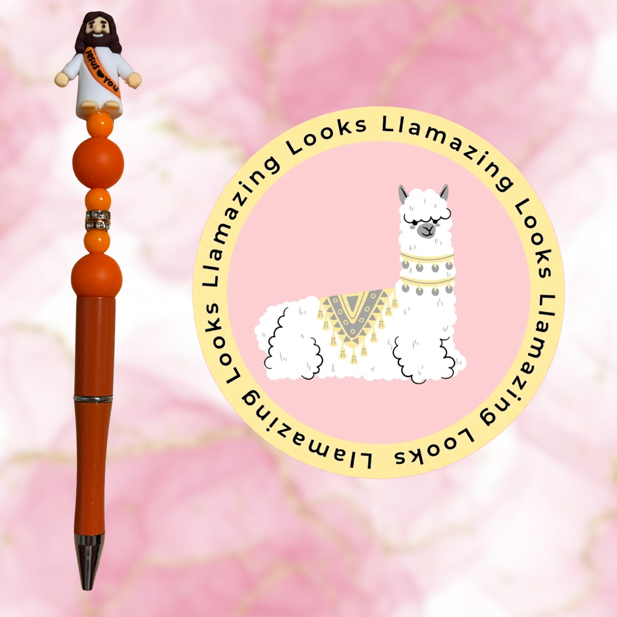 Mini Jesus Figurine Beaded Pens