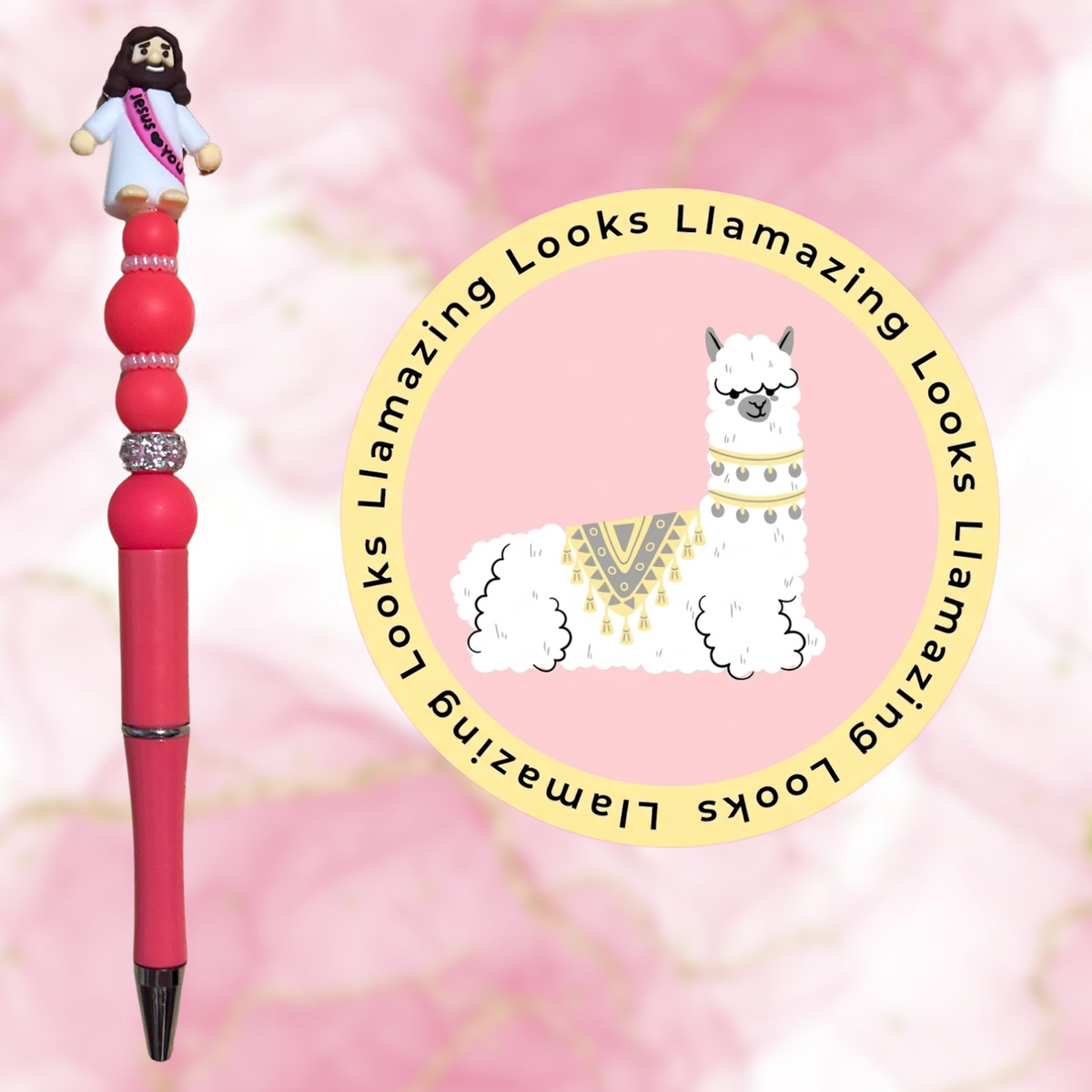 Mini Jesus Figurine Beaded Pens