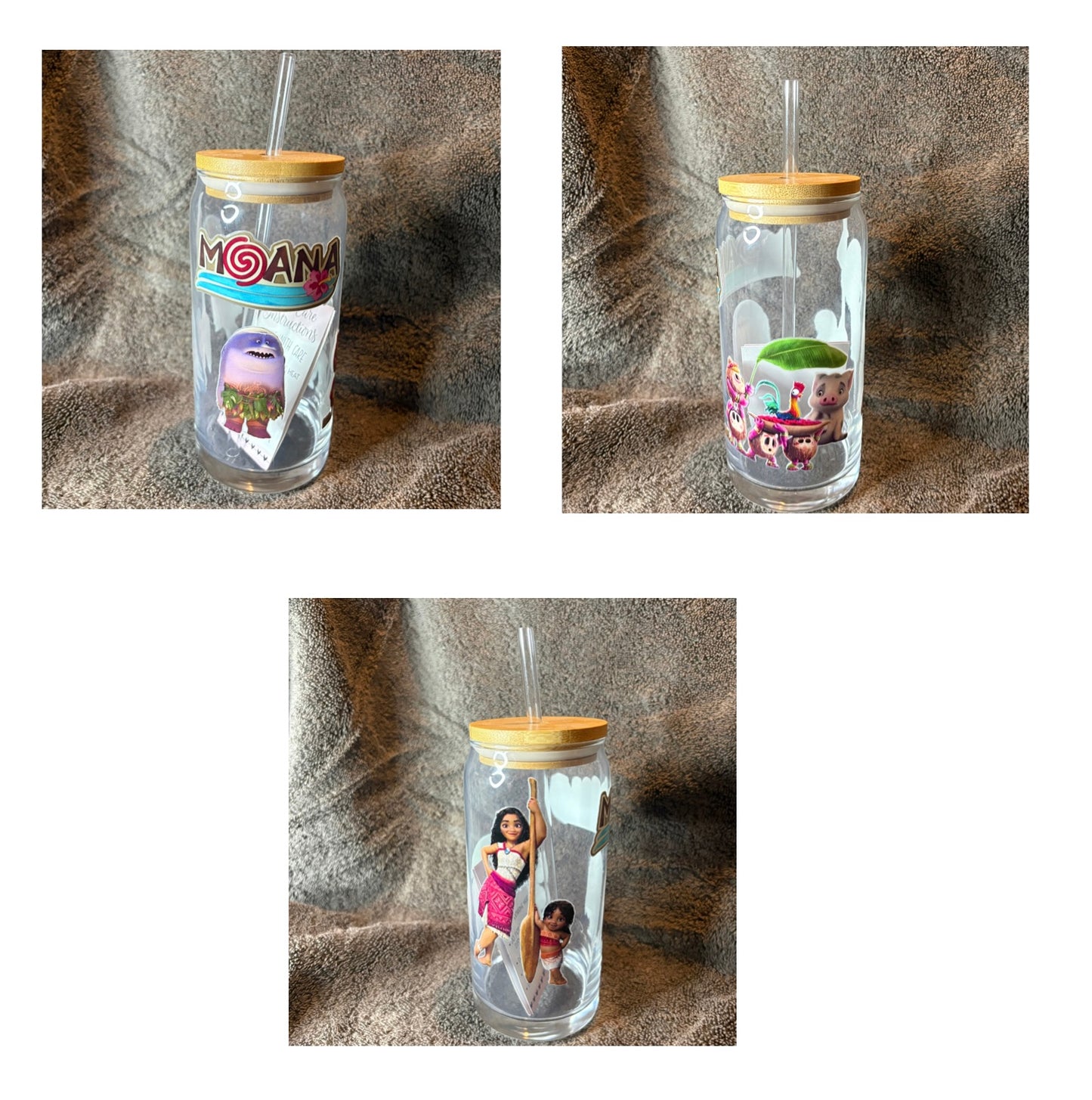 Moana Glass Cups and Custom Moana Made To Order Cups
