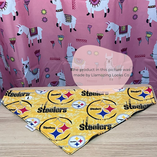 Large Pittsburgh Steelers over the collar pet bandana