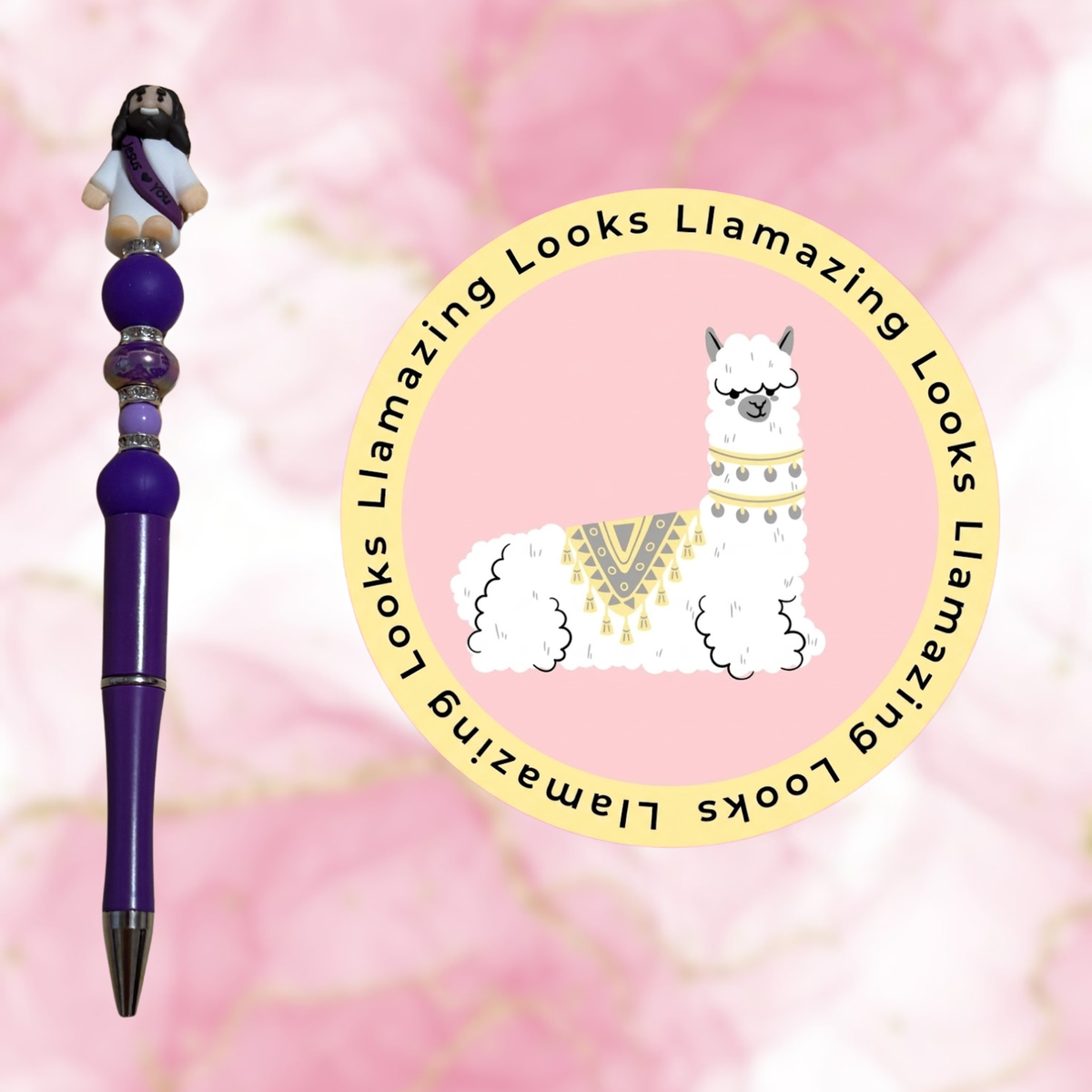 Mini Jesus Figurine Beaded Pens