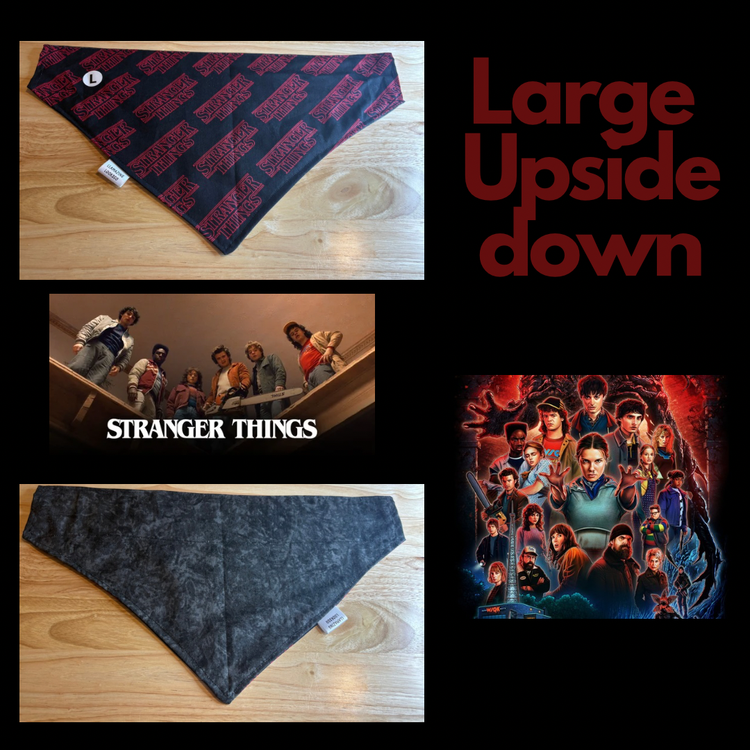 Stranger Things Upside Down over the collar reversible pet bandanas
