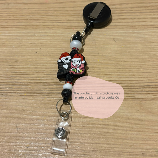 NBC Jack & Sally beaded badge reel