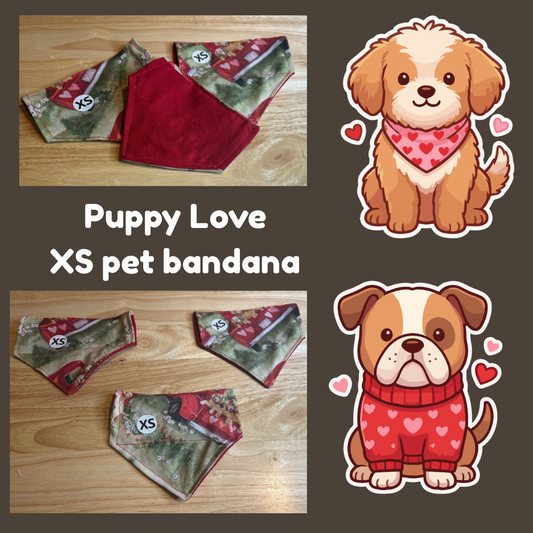Puppy Love over the collar reversible pet bandanas