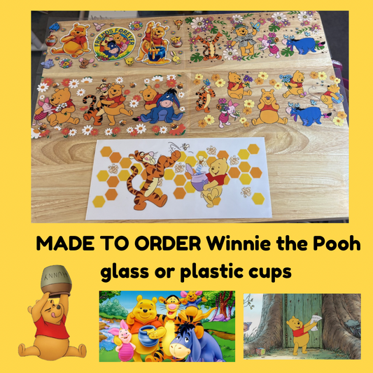 MADE TO ORDER Winnie the Pooh  glass or plastic cups