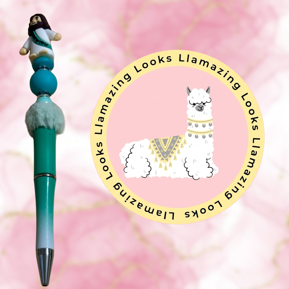 Mini Jesus Figurine Beaded Pens