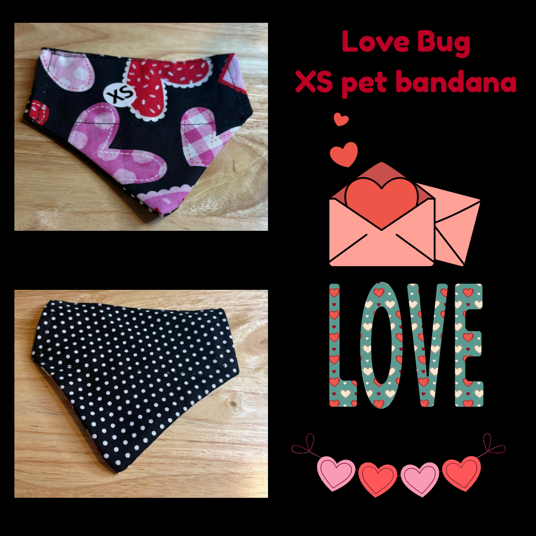Love Bug over the collar reversible pet bandanas