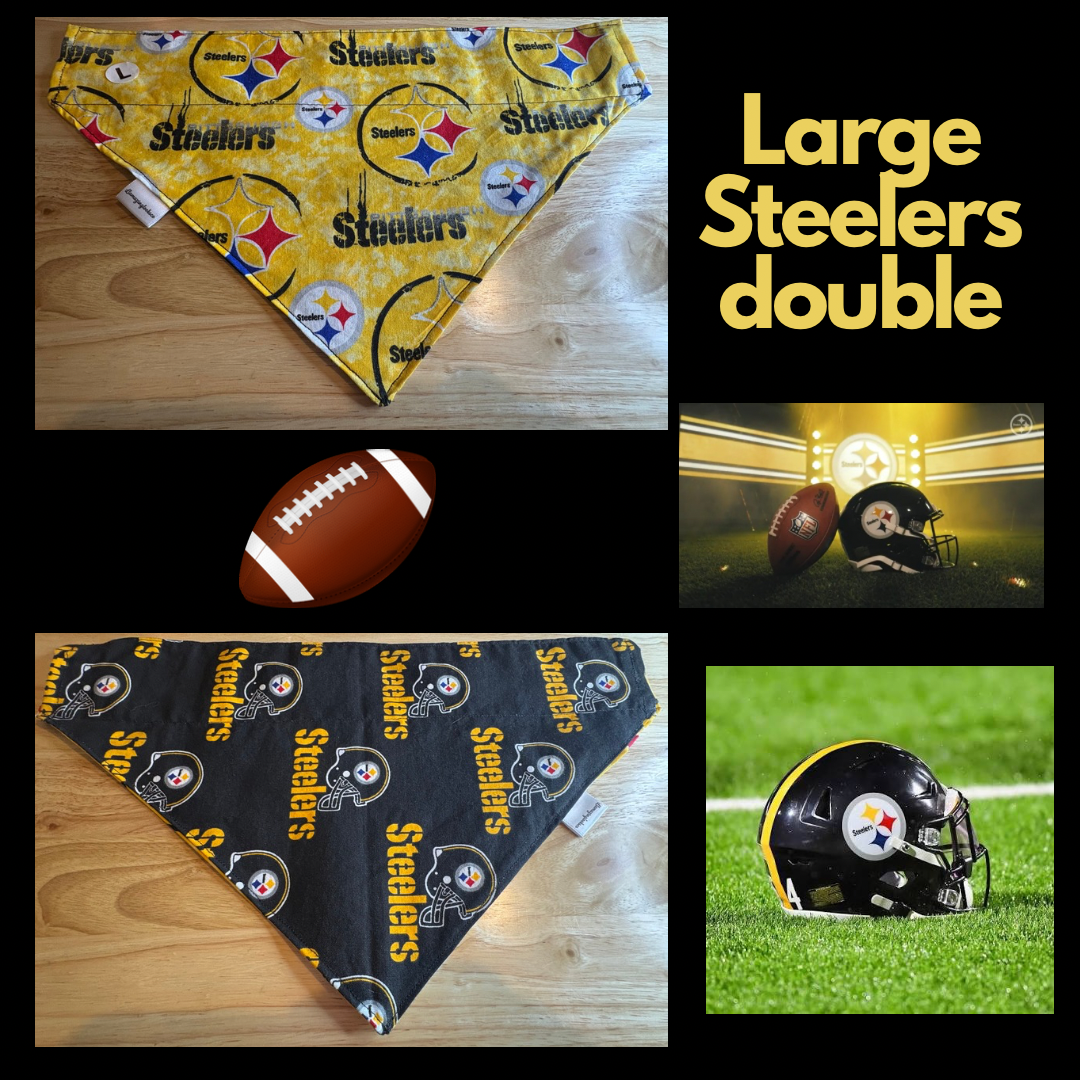 Football/Steelers over the collar reversible pet bandanas