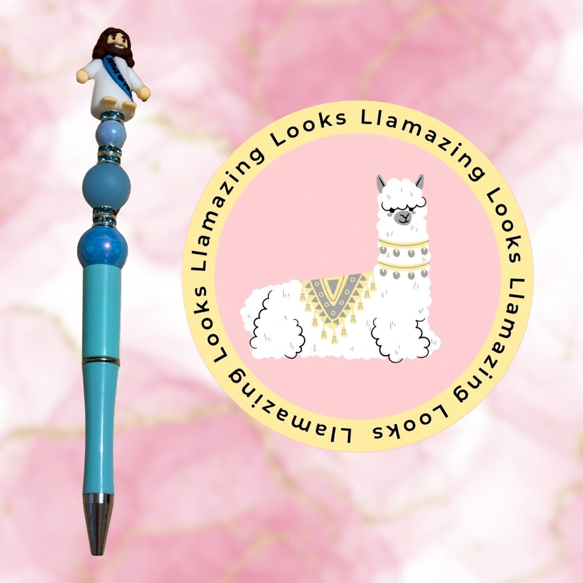 Mini Jesus Figurine Beaded Pens