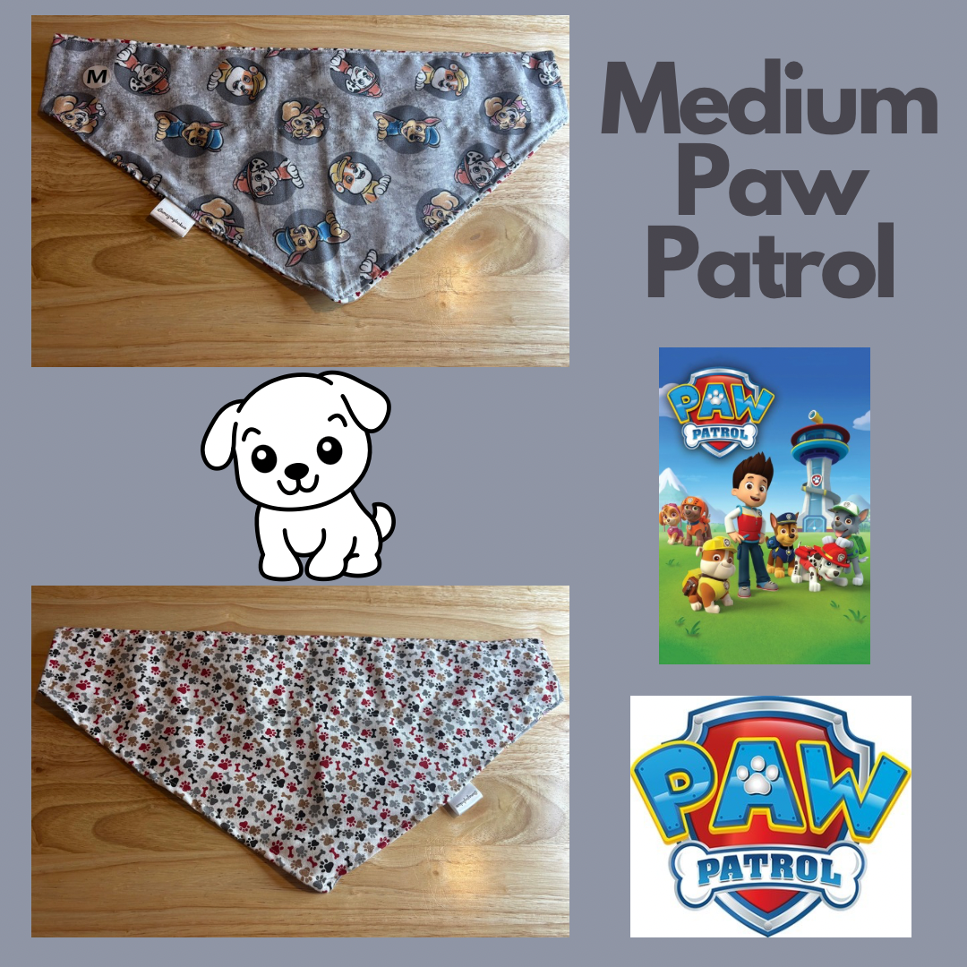 Paw Patrol over the collar reversible pet bandanas