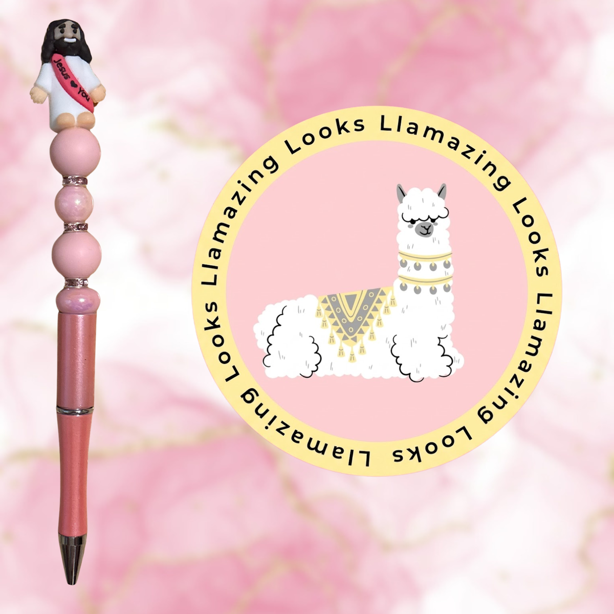 Mini Jesus Figurine Beaded Pens