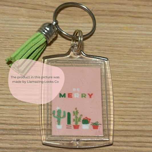 Be Merry Photo Keychain