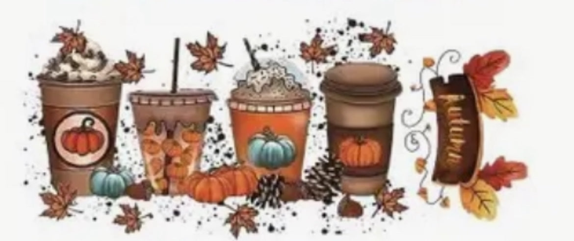 *Custom PREORDER*  5 fall coffee designs glass cup (straw cleaner included with purchase)